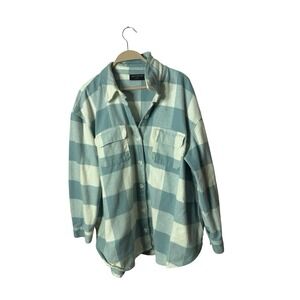 Lane Bryant sz 18/20 blue/white buffalo plaid flannel shacket shirt womens plus